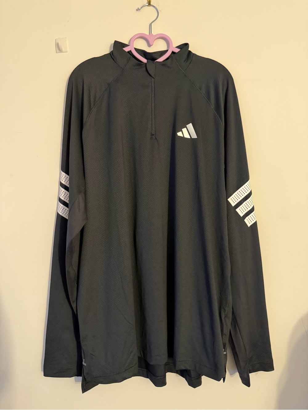 Adidas Men’s Black Long-Sleeve Quarter-Zip Performance Top